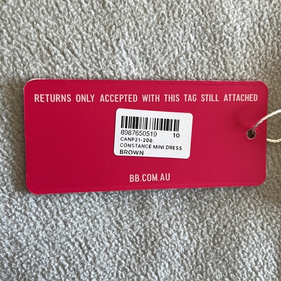 AU 10, US 6 - Beginning Boutique Brown Ruched Constance Mini Dress - Picture 8 of 8